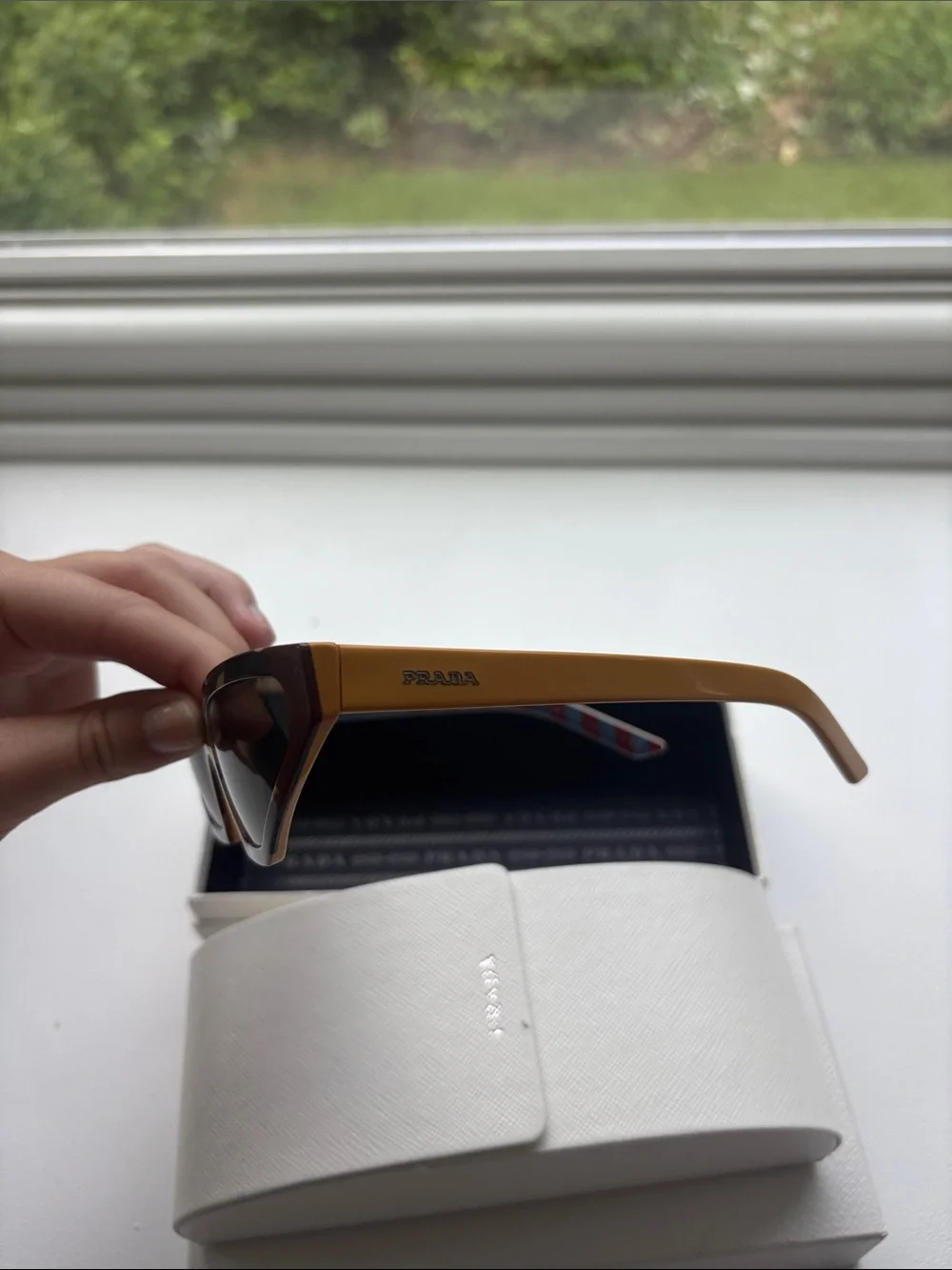 Prada Tortoiseshell Cat-Eye Sunglasses Shield Tinted Sunglasses